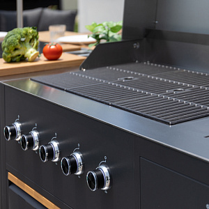Модульная кухня-гриль OUTDOOR CHEFGRILL comfort plus. Антрацит/отделка тик
