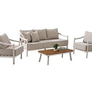 Комплект мебели OUTDOOR Севилья (3-местный диван, 2 кресла, стол). Платиновый