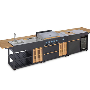 Модульная кухня-гриль OUTDOOR CHEFGRILL comfort plus. Антрацит/отделка тик