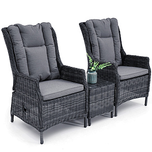 Комплект мебели кофейный из ротанга OUTDOOR Оксфорд (2 кресла, кофейный стол). Графит