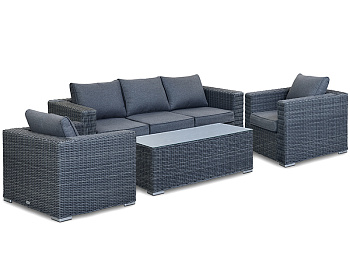 Комплект мебели из ротанга OUTDOOR Флорида (3-местный диван, 2 кресла, стол), узкое плетение