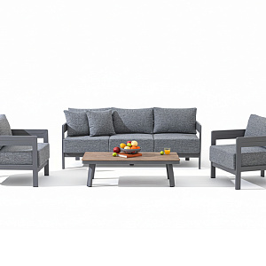 Комплект мебели OUTDOOR Бруклин (3-местный диван, 2 кресла, стол). Серый пепел