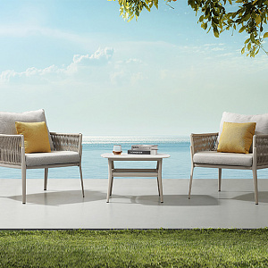 Комплект мебели кофейный OUTDOOR Тоскана (2 кресла, кофейный стол). Латте